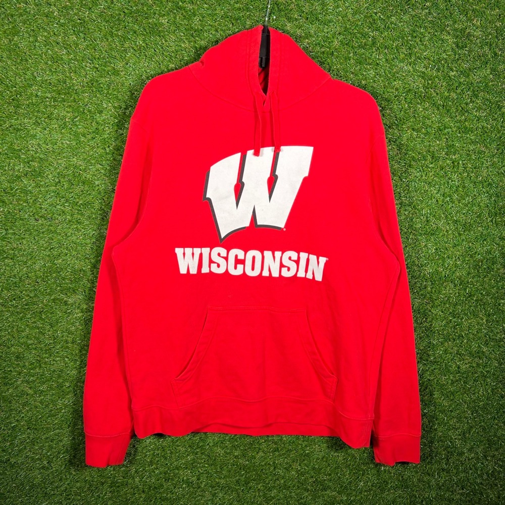 Fanatics Wisconsin Badgers Hoodie Mens Large Red Graphic Pullover NCAA‎